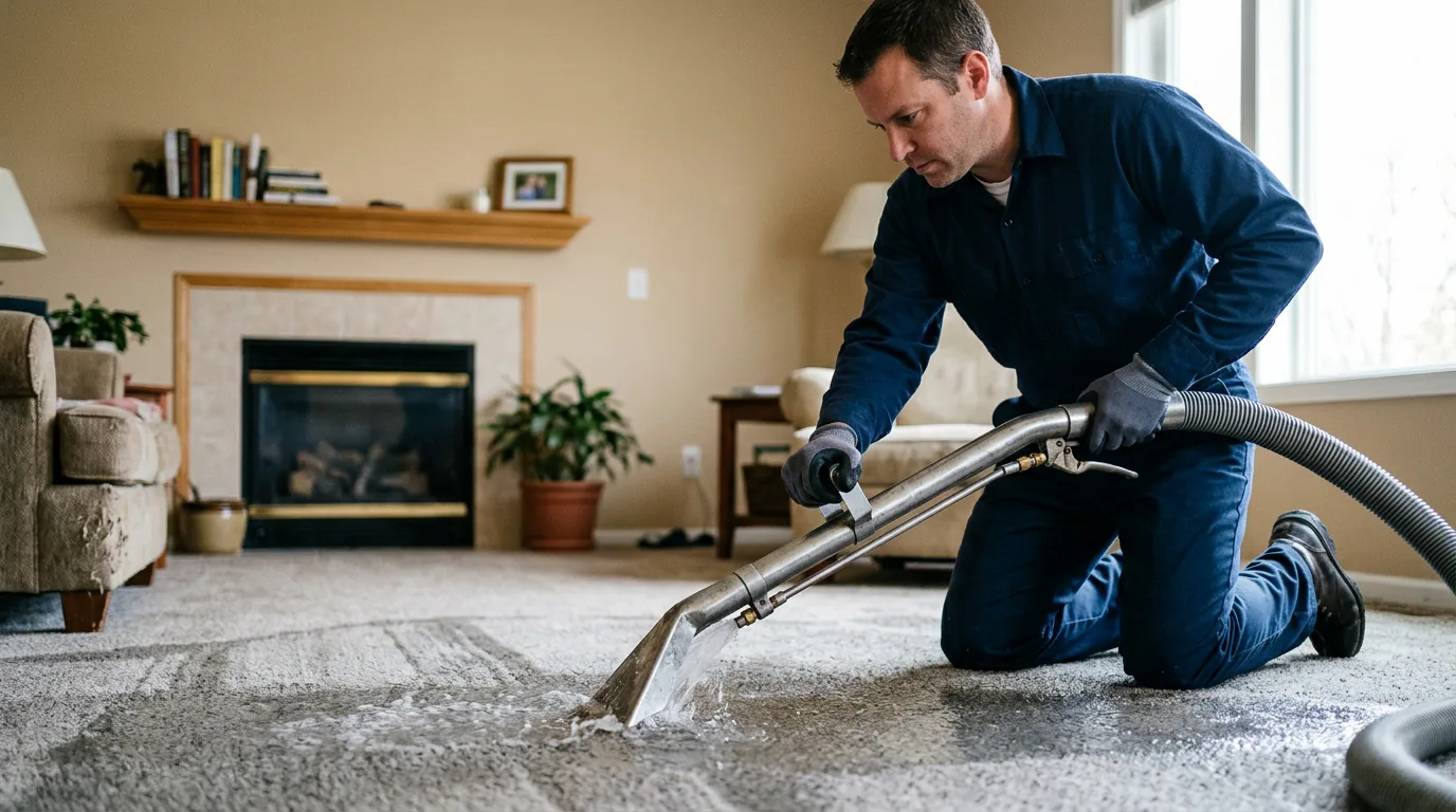 Water damage restoration technician working near Garrison, KY
